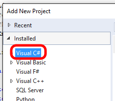 Add new project under Visual C# section